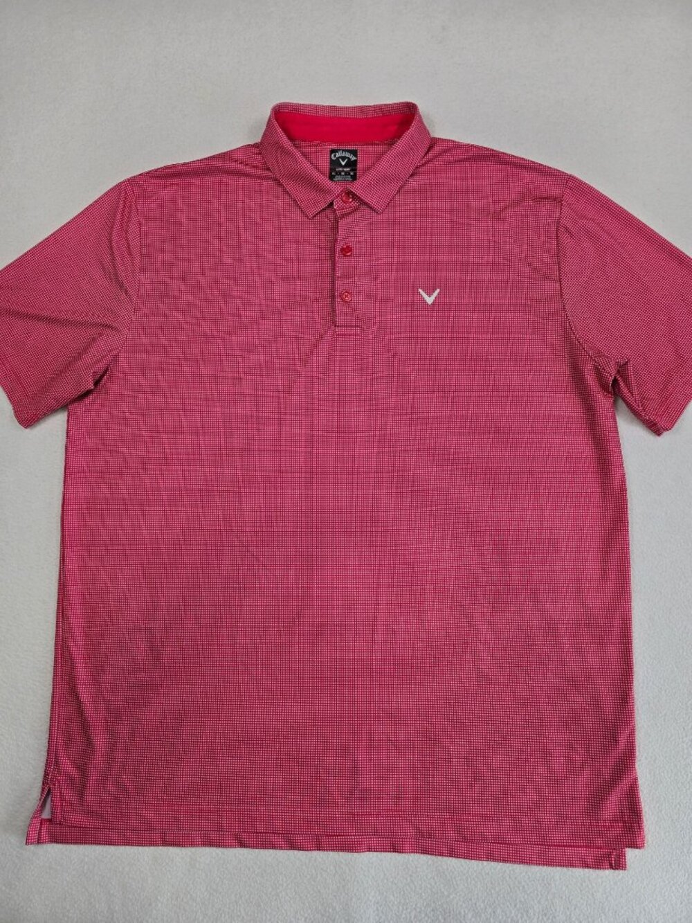 Callaway Mens Opti-Dri Red Check Polo Shirt XL Short Sleeve Golf Performance